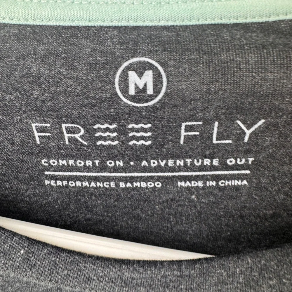 Free Fly Women Bamboo‎ Heritage Long Sleeve Top Blue/Grey Sz M Raglan Crew Neck
